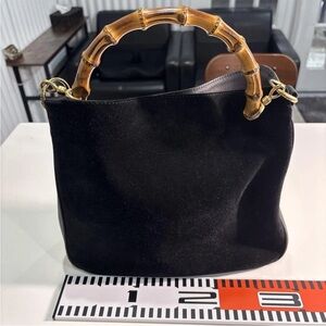 Gucci Black Shoulder Bag with Bamboo Handle